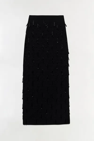Simkhai Women's Bree Embellished Knit Midi Skirt In Black