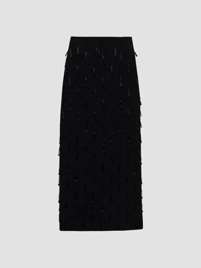Simkhai Women's Bree Fringe Midi Skirt In Black