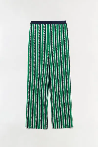 Simkhai Women's Brenner Knit Straight Leg Pant In Kelly Green Stripe