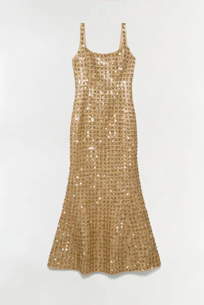 Simkhai Women's Briella Embellished Satin Gown In Light Gold