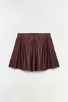 Simkhai Women's Bryar Leather Mini Skirt In Mahogany In Burgundy