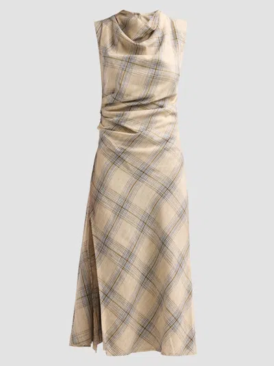 Simkhai Burke Draped Midi Dress In Rattan Plaid In Multi