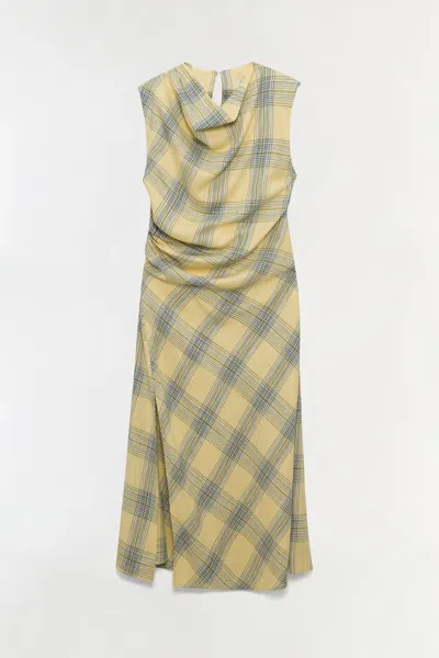 Simkhai Women's Burke Draped Midi Dress In Buttercream Plaid