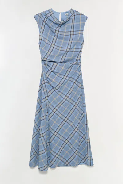Simkhai Women's Burke Draped Midi Dress In Horizon Plaid In Blue