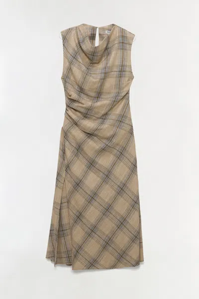 Simkhai Women's Burke Draped Midi Dress In Rattan Plaid