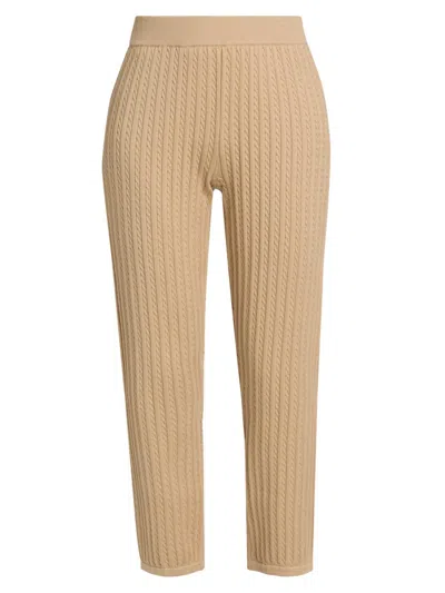 Simkhai Women's Cable-knit Cotton-cashmere Crop Joggers In Brown