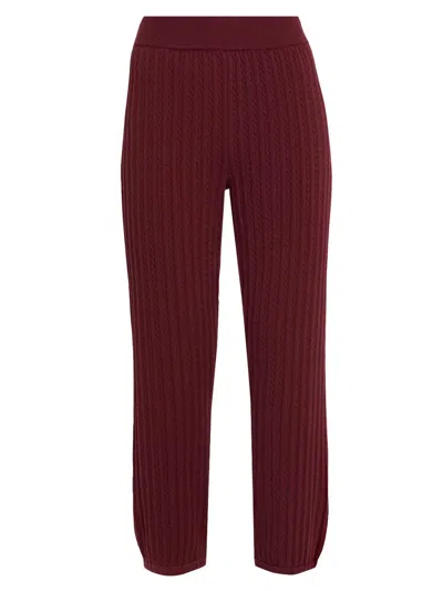 Simkhai Women's Cable-knit Cotton-cashmere Crop Joggers In Red