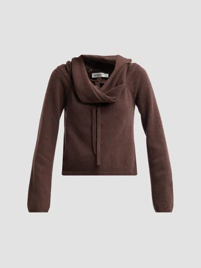Simkhai Women's Cambria Wool-cashmere Cowlneck Top In Chocolate
