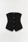 Simkhai Cambrie Velvet Trimmed Bustier Top In Black