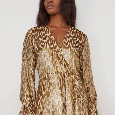 Simkhai Camryn Wrap-effect Metallic Fil Coupé Lurex And Silk-blend Mini Dress In Gold