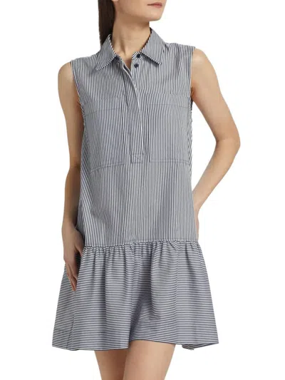 Simkhai Women's Candace Sleeveless Mini Shirtdress In Blue