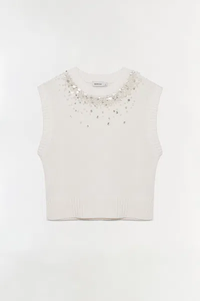 Simkhai Women's Candra Embellished Knit Vest In Ivory In White