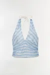Simkhai Caprie Yarn-dyed Jersey Halter Top In Blue