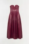 Simkhai Carrington Bustier Lambskin Gown In Red