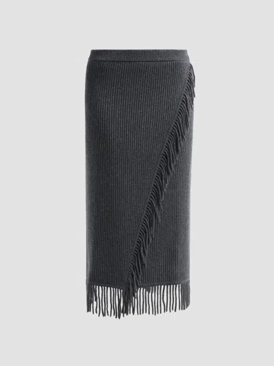 Simkhai Women's Casey Wool-cashmere Wool Midi Skirt In Mushroom Melange