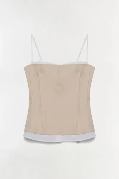 Simkhai Women's Cayden Linen Bustier Top In Sand/multi In Neutral