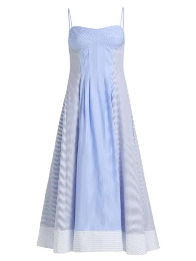 Simkhai Chamberlain Cotton Midi Dress Periwinkle Multi Stripe In Blue