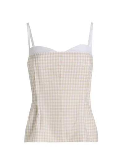 Simkhai Charlee Bustier Top In Sand Gingham