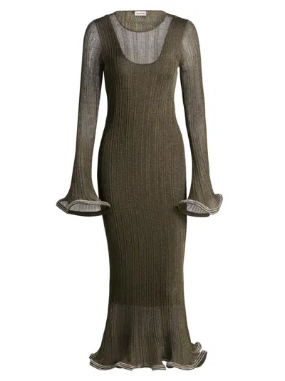 Simkhai Chessie Embellished Knit Midi Dress In Green