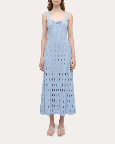 Simkhai Christina Knit Twist-front Midi Dress In Blue