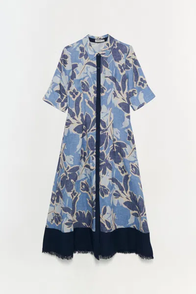 Simkhai Women's Claudine Linen Midi Dress In Blue Hydrangea Floral