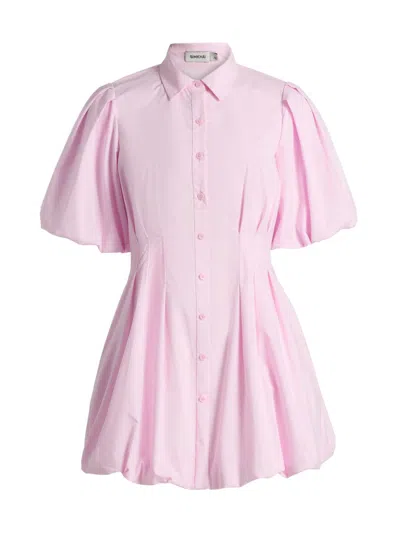 Simkhai Cleo Balloon Pintuck Poplin Mini Dress In Pink