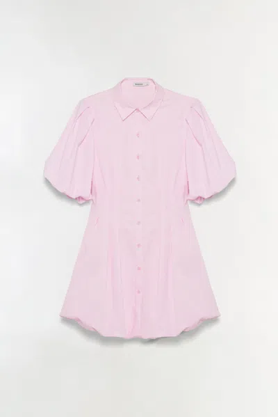 Simkhai Cleo Balloon Pintuck Poplin Mini Dress In Pink