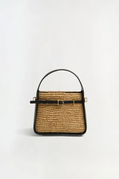 Simkhai Women's Cleo Mini Raffia Bucket Bag In Black Natural