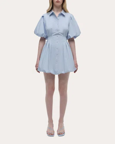 SIMKHAI WOMEN'S CLEO POPLIN PUFF-SLEEVE MINI SHIRT DRESS