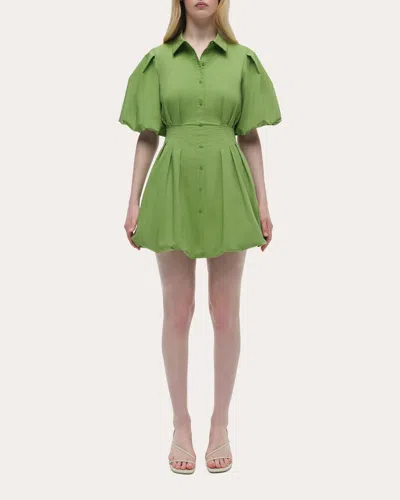 SIMKHAI WOMEN'S CLEO POPLIN PUFF-SLEEVE MINI SHIRT DRESS
