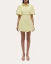 Simkhai Women's Cleo Poplin Puff-sleeve Mini Shirt Dress In Yellow