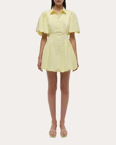Simkhai Women's Cleo Poplin Puff-sleeve Mini Shirt Dress In Yellow
