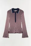 Simkhai Colleen Wavy Striped Polo Shirt In Pink