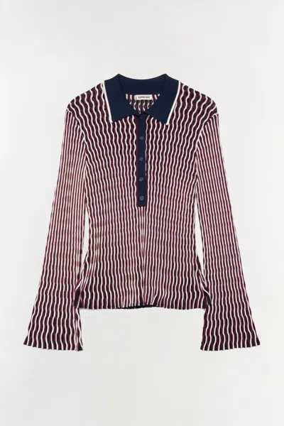 Simkhai Colleen Wavy Striped Polo Shirt In Multi