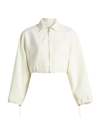 Simkhai Women's Colsen Drawcord Crop Jacket In White
