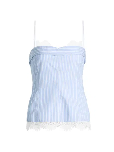 Simkhai Surie Cotton Lace Bustier Top Oxford Blue Stripe