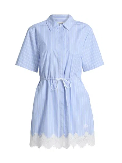 Simkhai Calder Cotton Lace Mini Dress In Blue