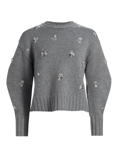 Simkhai Women's Coraline Embellished Wool-cashmere Crewneck Sweater In Gray