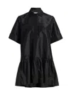 Simkhai Chrissy Puff-sleeve Cotton Poplin Mini Shirtdress In Black