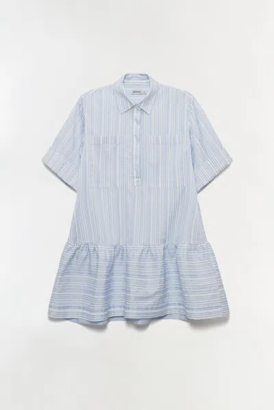 Simkhai Women's Cris Short Sleeve Shirt Dress In Blue Stripe