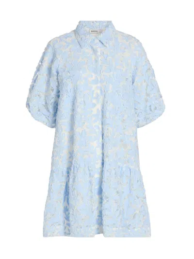 Simkhai Crissy Cotton Lace Mini Dress In Celeste Multi In Blue