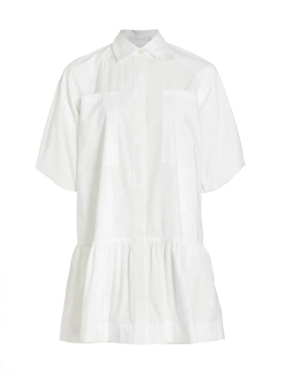 Simkhai Chrissy Puff-sleeve Cotton Poplin Mini Shirtdress In Sand