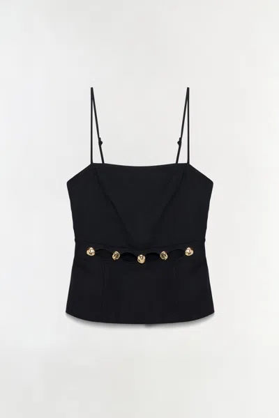 Simkhai Women's Cruz Studded Linen Cami Top In Black