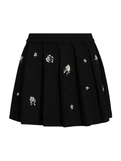Simkhai Women's Cyrus Crystal-embellished Wool-cashmere Miniskirt In Black