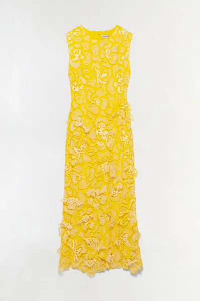 Simkhai Women's Dahlia Lace Midi Dress In Buttercream Multi In Yellow