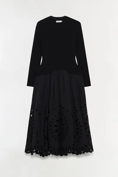 Simkhai Women's Daila Embroidered Knit Midi Dress In Black/multi