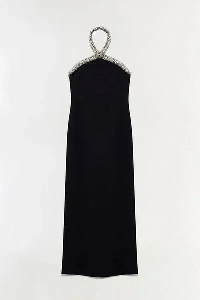 Simkhai Women's Dakota Embellished Halter Gown In Black Silver