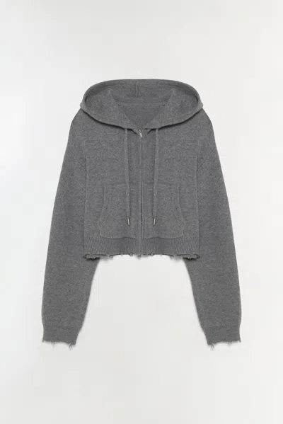 Simkhai Women's Dakota Wool Cropped Hoodie In Heather Grey In Gray