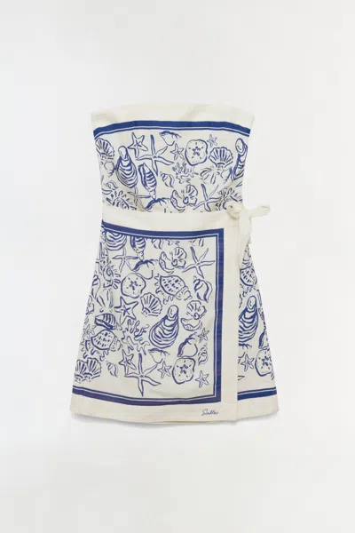 Simkhai Women's Darbie Linen Bustier Mini Dress In Blueberry Multi