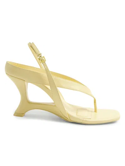 Simkhai Darya Leather Wedge Thong Sandals In Yellow